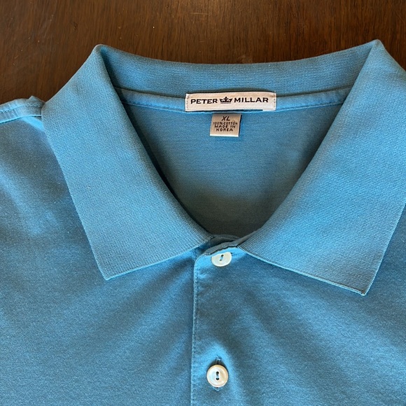 Peter Millar XL Polo Embroidered Golfer W/Umbrella Logo,Short Sleeves,Light Blue - Picture 3 of 7